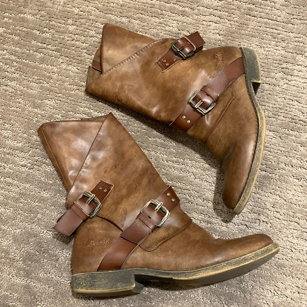 Blowfish Brown Combat Moto Boots with Buckle Straps